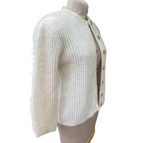 Americana Knitting Mills Vintage Knit Cardigan Sweater 1960’s Ivory Cream - Picture 3 of 8